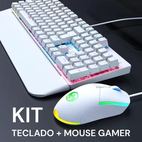 Kit Teclado E Mouse Mecânico Abnt2 Gamer Switch Blue Bk-03
