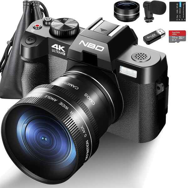 Câmera digital G-Anica 4K 48MP Vlogging WiFi com tela flip 180
