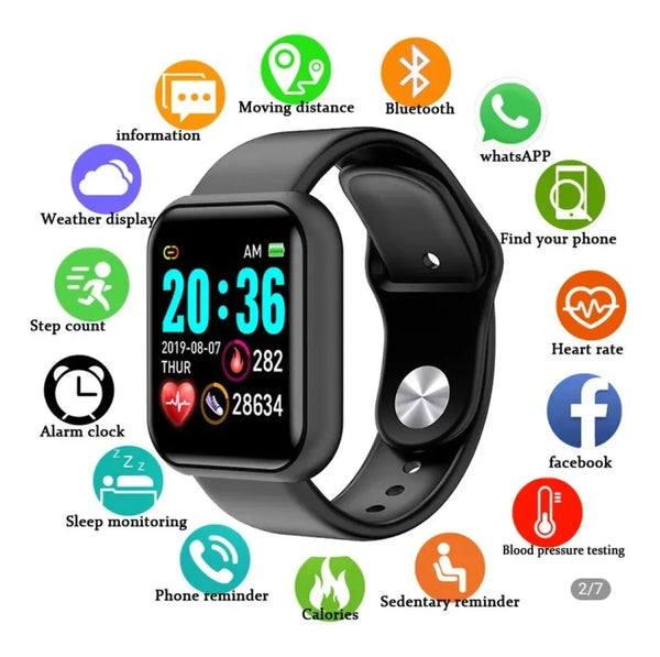 Smart Watch Y68 Smartwatch Relógio Inteligente Resistente Á Água Com Marcação De Batimentos Bluetooth